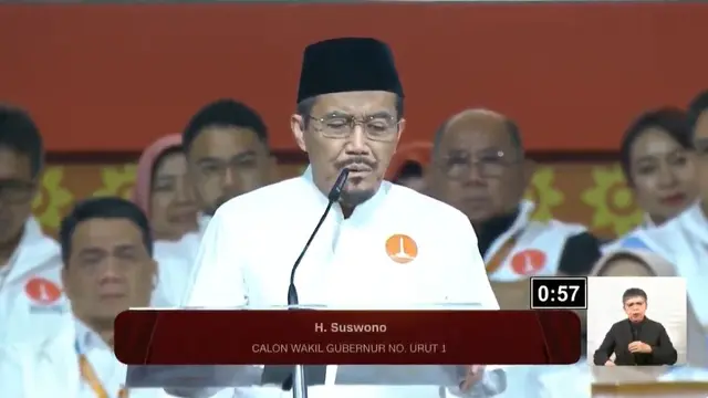 Calon Wakil Gubernur nomor urut 1 Suswono saat debat kedua Pilgub Jakarta 2024.