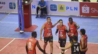 Bertanding di GOR PSCC Palembang, Sabtu (11/5/2024) siang WIB, Jakarta Bhayangkara Presisi mengandaskan perlawanan Kudus Sukun Badak dengan skor 3-1 (23-25, 25-14, 25-19, 25-19). (dok.&nbsp;Humas Proliga)