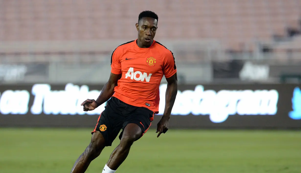 Pemain depan Manchester United, Danny Welbeck, berlatih di Rose Bowl, Pasadena, Amerika Serikat, (22/7/2014), sehari jelang berlaga kontra LA Galaxy. (Jayne Kamin-Oncea-USA TODAY Sports) 