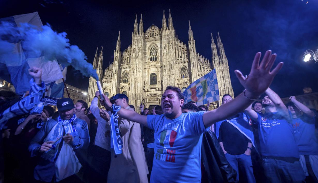 Gelar juara ini menjadi ketiga bagi Napoli. Sebelumnya, Napoli uara Serie A pada 1986/1987 dan 1989/1990. (Claudio Furlan/LaPresse via AP)