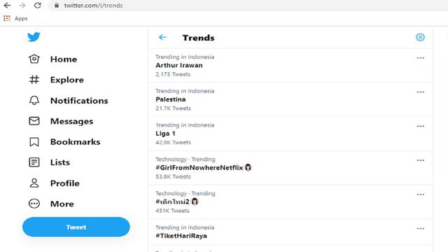 Arthur Irawan trending di Twitter.