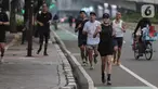 Komunitas lari dan peduli kesehataan mental dari sejumlah kota di Indonesia turut serta dalam #pelarian bangun awareness di Jakarta (13/2/2022). Kampanye berlari gaungkan semangat End the Anxiety, upaya menjauhkan diri dari kecemasan, stress dan berbagai isu kesehatan mental (Liputan6.com/HO/Nick)