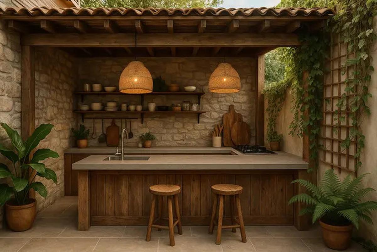 10 Model Dapur Semi Outdoor Belakang Rumah 2025, Nyaman Buat Masak