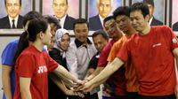 Menpora, Imam Nahrawi, berkunjung ke Pelatnas Cipayung, Kamis (16/6/2016), berdialog dengan para pebulutangkis yang akan mewakili Indonesia di ajang Olimpiade. (PBSI)