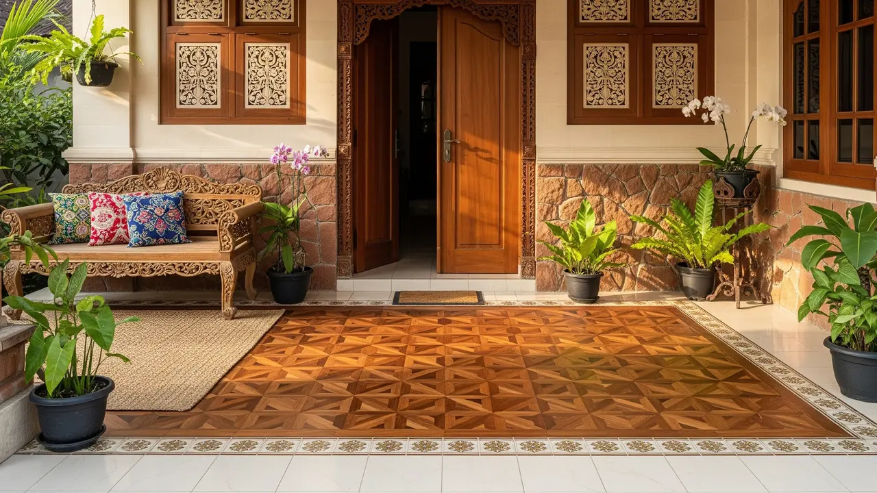 Model Teras Depan Rumah dengan Lantai Dinding