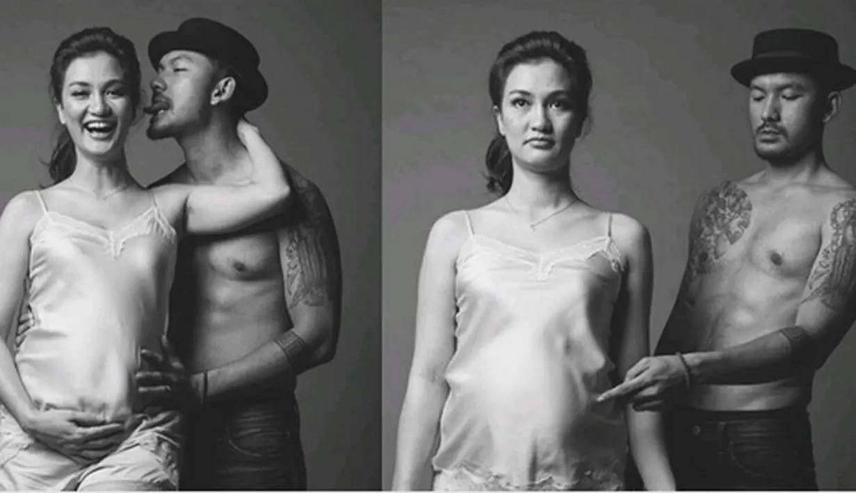 "beautiful 6 months pregnant belly @atiqahhasiholan .... 📸 by @shadtotoprasetio ,make up : @ryanogilvy, Atiqah's hair : Tommy Hair do, stylist : @adik710 ...thank youu Team #maternityphotography #6months #pregnant," tulis Rio. (Instagram/riodewanto)