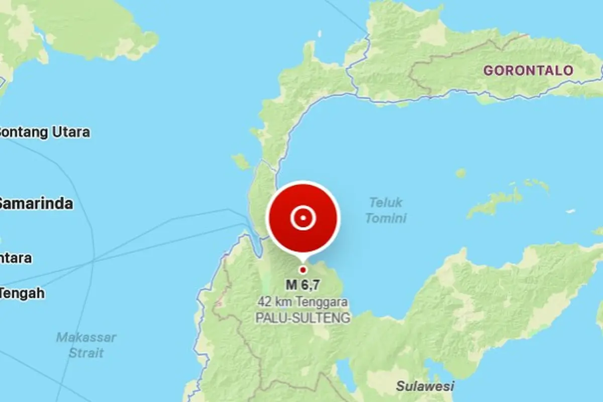 Gempa M6,7 guncang Tenggara Palu Sulteng. (Dok. BMKG)