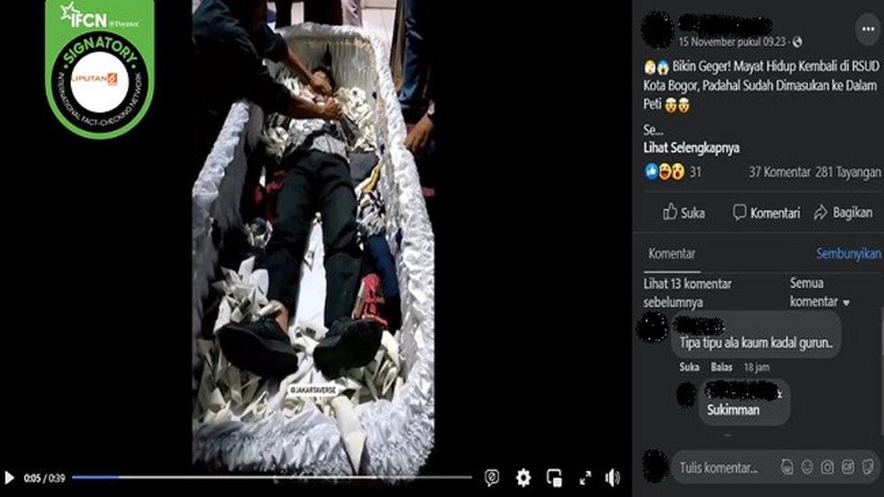 Kabar tentang Seorang Pria di Bogor Hidup Kembali Setelah Meninggal Dunia (sumber: Facebook).