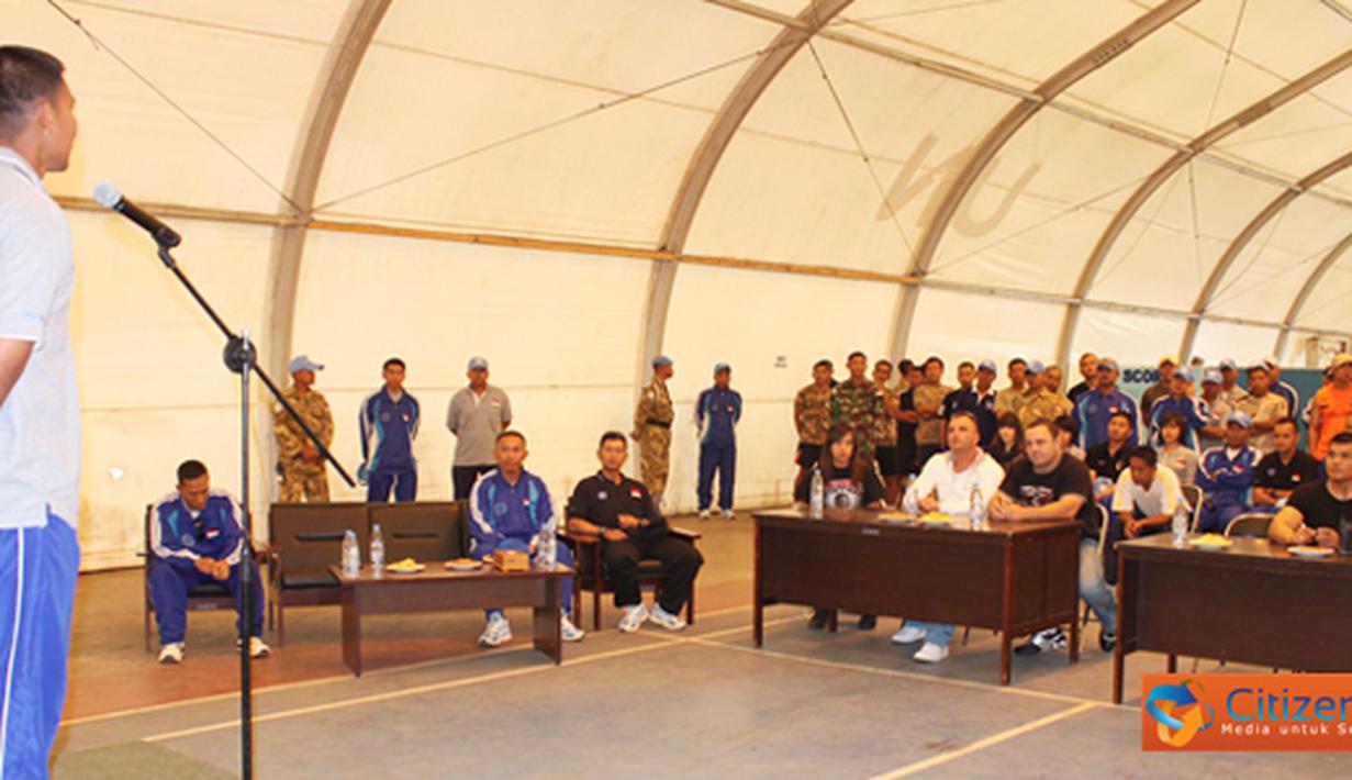 Citizen6, Lebanon Selatan: Selain ketiga juri dari Indobatt juga melibatkan juri tamu, Mr. Pierre Alam yang berasal dari RMEICH Body Building, South Lebanon, untuk memberikan penilaian kepada seluruh peserta lomba. (Pengirim: Badarudin Bakri)