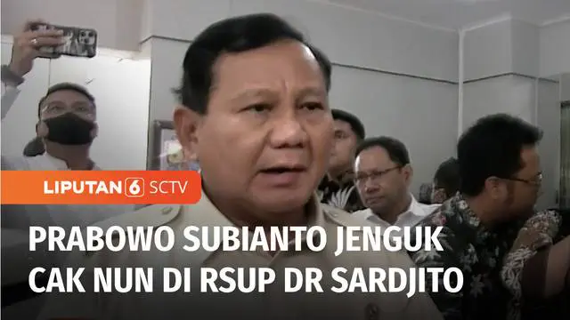 Menteri Pertahanan, Prabowo Subianto membesuk budayawan, Emha Ainun Nadjib atau Cak Nun yang masih dirawat di RSUP Dr Sardjito, Sleman, Yogyakarta. Saat membesuk Cak Nun, Prabowo berharap agar Cak Nun segera sembuh.