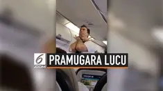 Aksi seorang pramugara saat menjelaskan demo keselamatan di pesawat membuat penumpang tertawa. Video rekamannya pun viral di media sosial.