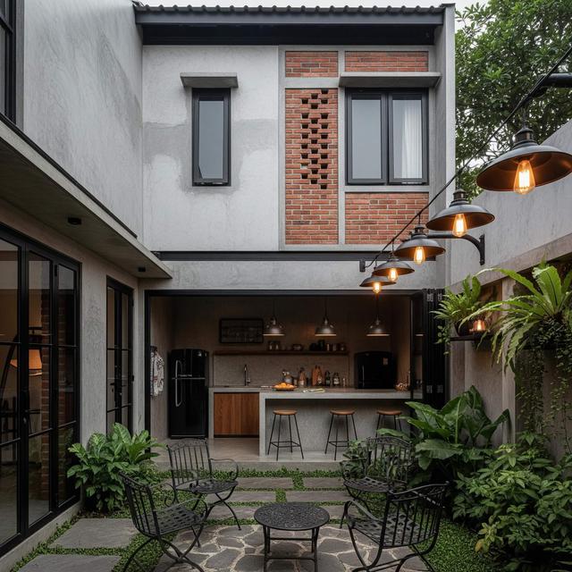 Desain Rumah Kecil Tropis dengan Taman Belakang