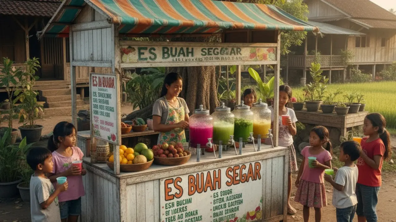 Ilustrasi Jualan Es di Desa (Sumber: Gemini AI