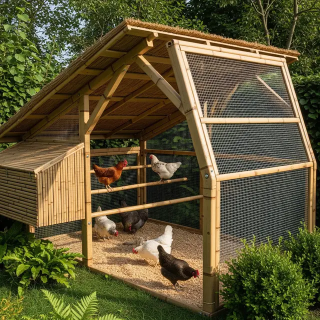 Inspirasi Kandang Ayam Bambu Unik dan Estetik untuk Halaman Belakang Rumah (Image by Gemini AI)