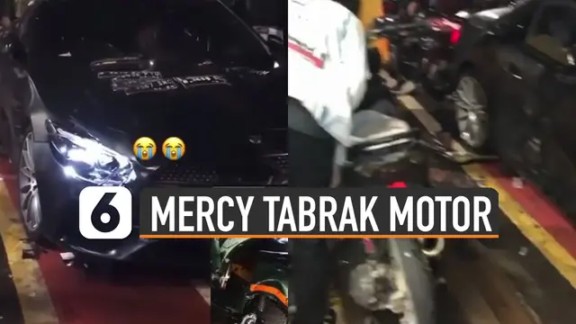 Nasih apes menimpa motor-motor yang terparkir di dekat halte. Karena tiba-tiba ditabrak oleh pengendara mobil mercy.