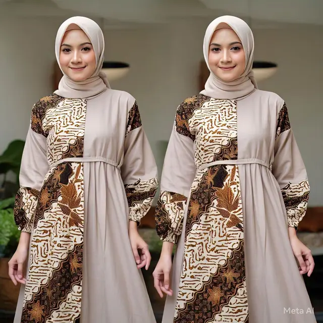 Model Gamis Terbaru Kombinasi Batik 2025