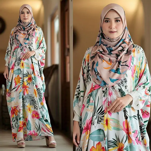 Model Kaftan Motif Bunga Terbaru/Meta AI