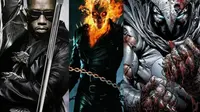 Karakter film Marvel: Blade, Ghost Rider, dan Moon Knight. (squareeyed.tv)