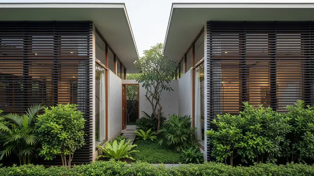 Desain "Bunker Tenang" dengan Dinding Ganda dan Vegetasi Padat