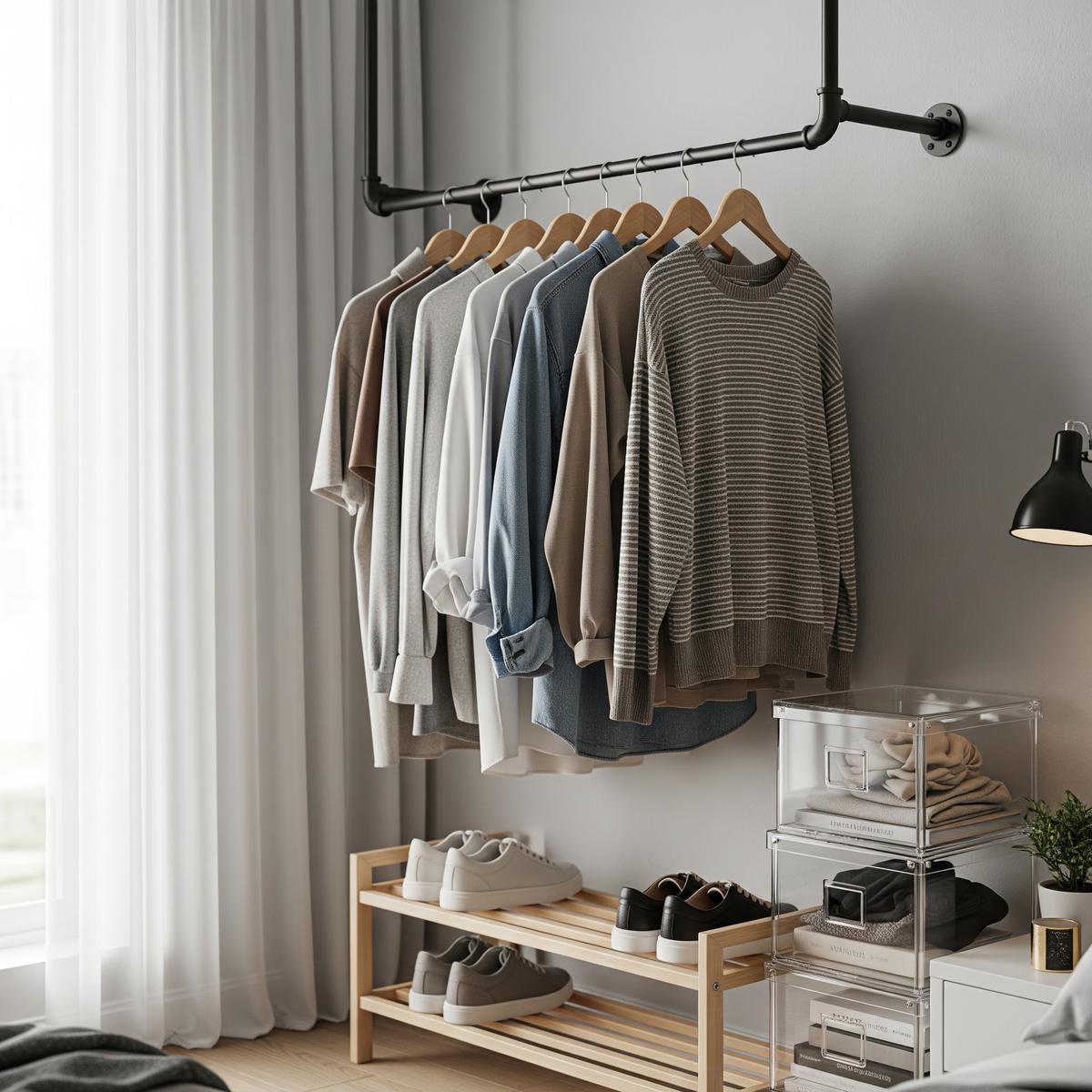Rak Terbuka dan Gantungan Dinding (Open Wardrobe)