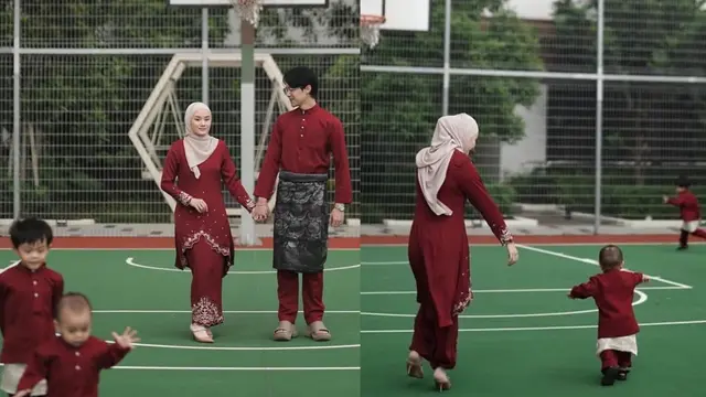 Dinda Hauw kembaran dengan suami dan anak-anaknya saat Idul Adha