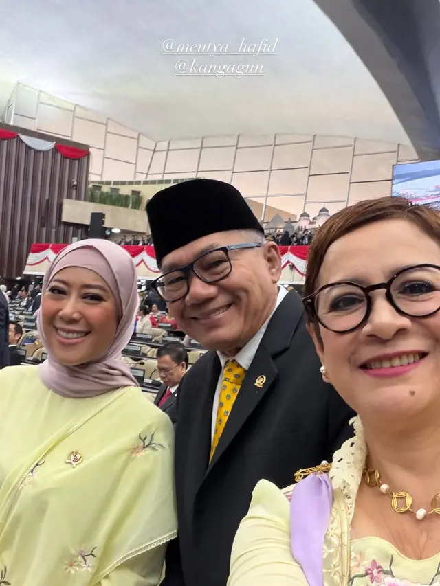 Nurul Arifin Tampil Anggun Berkebaya Kuning Pastel di Sidang Tahunan MPR 2026, Kompak dengan Meutya Hafid