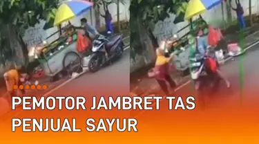 Aksi pria jambret tas penjual sayur di pinggir jalan mengundang perhatian