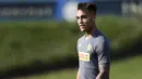 Penyerang Inter Milan, Lautaro Martinez saat mengikuti sesi latihan tim di Appiano Gentile, Italia (16/9/2019). Inter Milan akan bertanding melawan Slavia Praha pada grup F Liga Champions di Giuseppe Meazza, Italia. (AFP Photo/Miguel Medina)