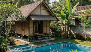 Contoh Rumah di Kampung Tapi Punya Kolam Renang Mini. (Foto: AI)