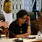 Suasana jumpa pers hasil perundingan pemerintah dengan PT Freeport Indonesia di Kementerian ESDM, Jakarta, Selasa (29/8). Konferensi pers itu dihadiri Menteri Keuangan, Sri Mulyani, dan CEO Freeport McMoran Richard Adkerson. (Liputan6.com/Angga Yuniar)