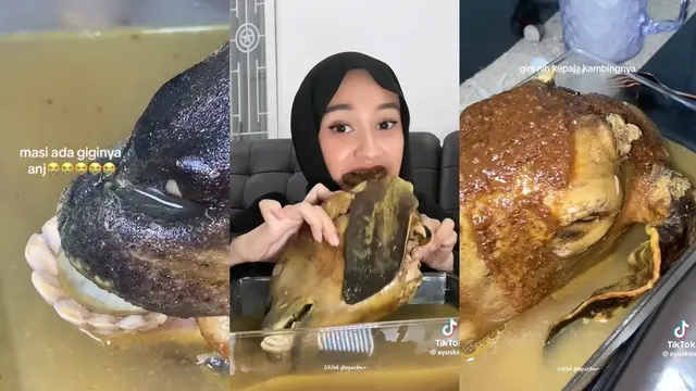 Pengguna TikTok Unggah Video Viral Makan Kepala Kambing Utuh