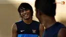 Ekspresi Rashyid Assahid Bakri saat Latihan Timnas Indonesia Minggu (25/11/2012) di Hotel Horses Golden Palace, Kuala Lumpur, Malaysia.  tempat menginap Pemain Timnas Piala AFF 2012.