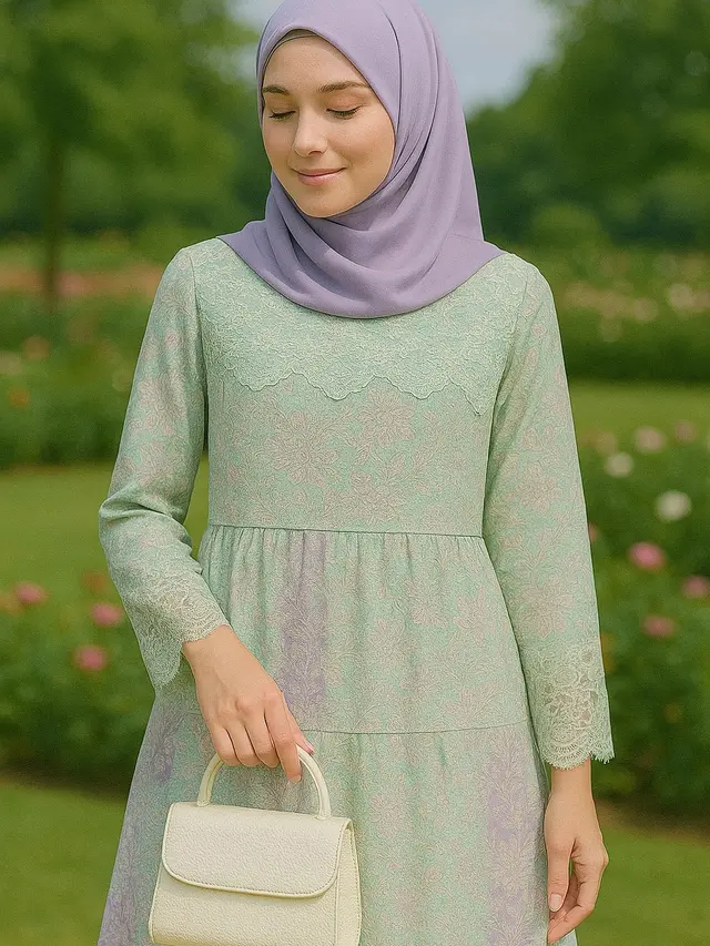 Inspirasi Gamis Batik Warna Pastel