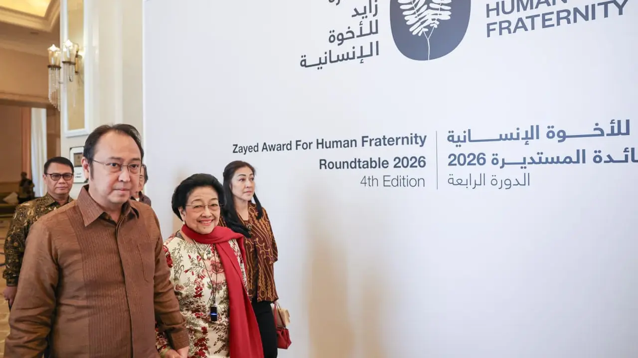 Presiden Kelima RI yang juga Ketua Umum DPP PDI Perjuangan (PDIP), Megawati Soekarnoputri, meja bundar Zayed Award for Human Fraternity Roundtable 2026 di Abu Dhabi, Uni Emirat Arab (UEA), Kamis (5/2/2026) (Istimewa)