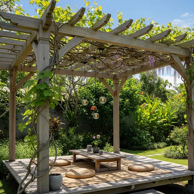 Gazebo Kayu Atap Pergola Terbuka