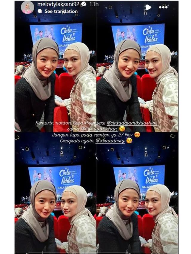 6 Potret Haruka dan Melody Dukung Adhisty Zara di Premiere Film Cinta Dalam Ikhlas