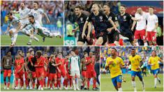 Berikut ini Delapan negara yang berhasil lolos ke perempat final Piala Dunia 2018. (Foto-foto Kolase AP)