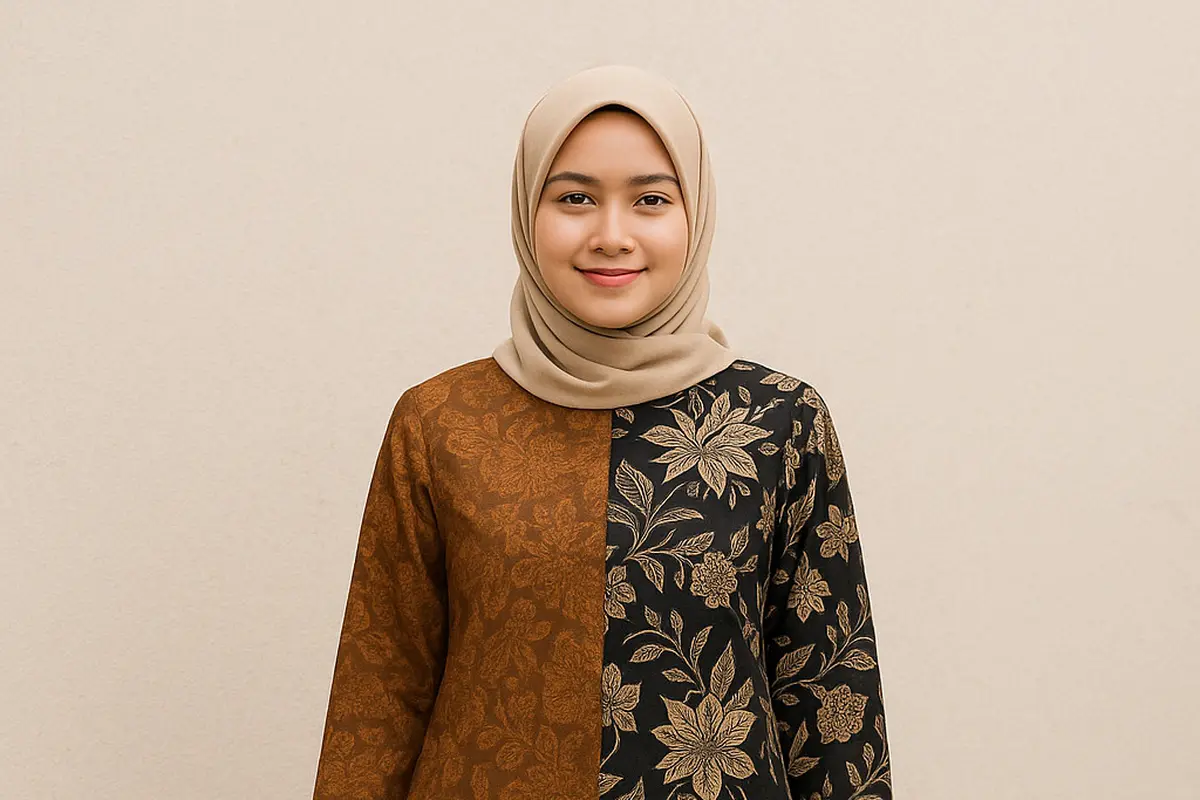 Model Tunik Batik Kombinasi 2 Warna/Ilustrasi gambar AI