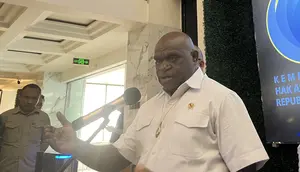 Menteri Hak Asasi Manusia (HAM) Natalius Pigai di Kantor Kementerian HAM Jakarta. (Foto: Liputan6.com/Radityo Priyasmoro).