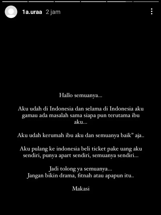 Unggahan Lolly anak Nikita Mirzani. (Foto: Dok. Instagram @1a.uraa)