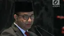 Gubernur DKI Jakarta Anies Baswedan memberi arahan saat melepas Kafilah Provinsi DKI Jakarta untuk mengikuti MTQ Tingkat Nasional XXVII, Jakarta, Kamis (4/10). MTQ Nasional XXVII digelar pada tanggal 4 hingga 13 Oktober 2018. (Liputan6.com/Faizal Fanani)