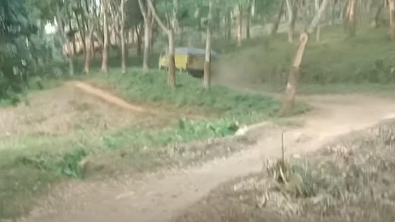 Kawasan jalan ini berada di tengah hutan belantara yang bagian kanan-kirinya ditumbuh pohon-pohon tinggi, salah satunya adalah pohon karet.&nbsp;