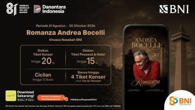 Andrea Bocelli Konser di Borobudur dan Jakarta, BNI Tawarkan Diskon Tiket hingga 20 Persen
