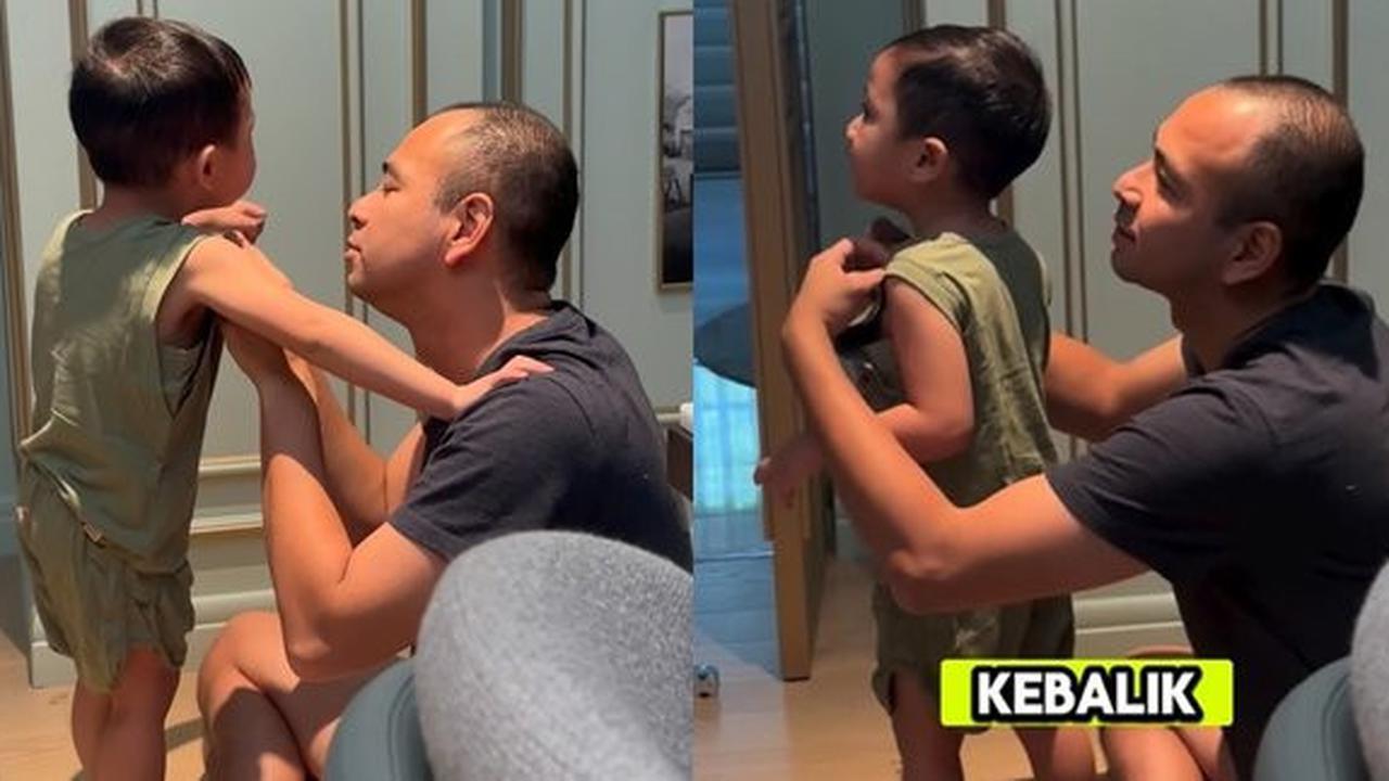 Momen Kocak Raffi Ahmad Pakai Baju Rayyanza Terbalik, Netizen Salfok Kebotakan, Sarankan Tanam Rambut