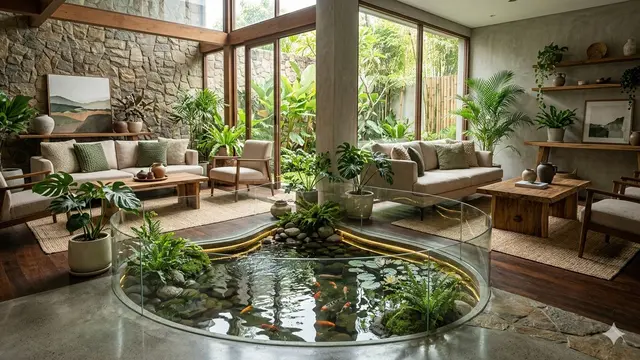 Desain Rumah Sejuk dengan Kolam Air Mini (Foto: Gemini AI)