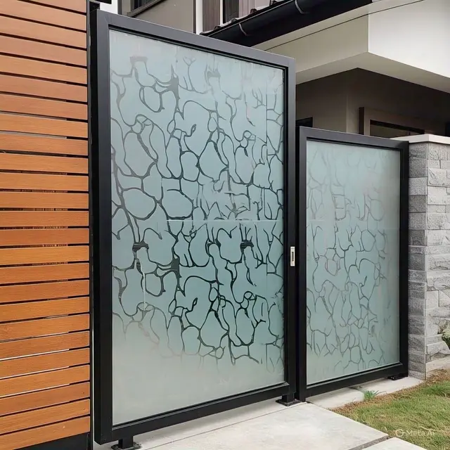 Desain Pagar Rumah Minimalis Modern, Pagar Kaca Buram Modern
