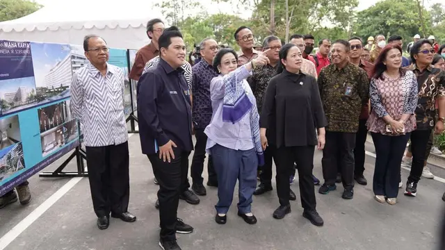 Menteri BUMN Erick Thohir mendampingi Presiden ke-5 RI Megawati Soekarnoputri ke Kawasan Ekonomi Khusus (KEK) Sanur, Bali.