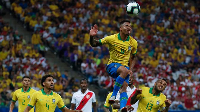 Brasil sempat bertemu Peru di penyiishan Grup A Copa America 2019. Brasil kala itu menang atas Peru 5-0. (AP Photo/Victor R. Caivano)