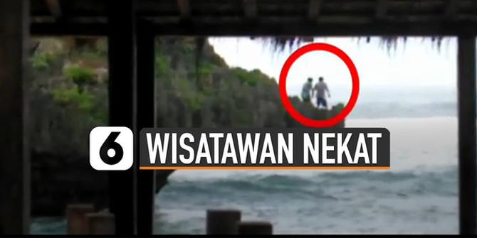 VIDEO: Viral Aksi Nekat Wisatawan Terjun ke Laut