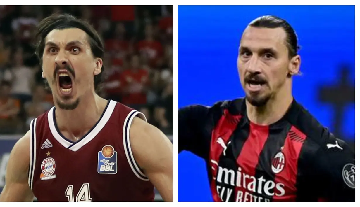 Nihad Djedovic. Atlet bola basket Bosnia Herzegovina berusia 31 tahun yang bermain di klub Bayern Munich dan berlaga di Basketball Bundesliga dan EuroLeague ini wajahnya sangat mirip dengan bintang sepak bola Swedia yang musim lalu memperkuat AC Milan, Zlatan Ibrahimovic. (Foto: AFP/Miguel Medina)